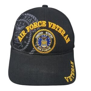 Air Force Veteran United States Baseball Cap Black One Size Adjustable Santo Cap